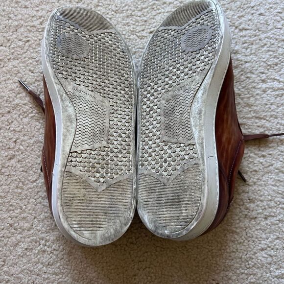Magnanni Brown Leather Sneakers Size 7 - Picture 3 of 10